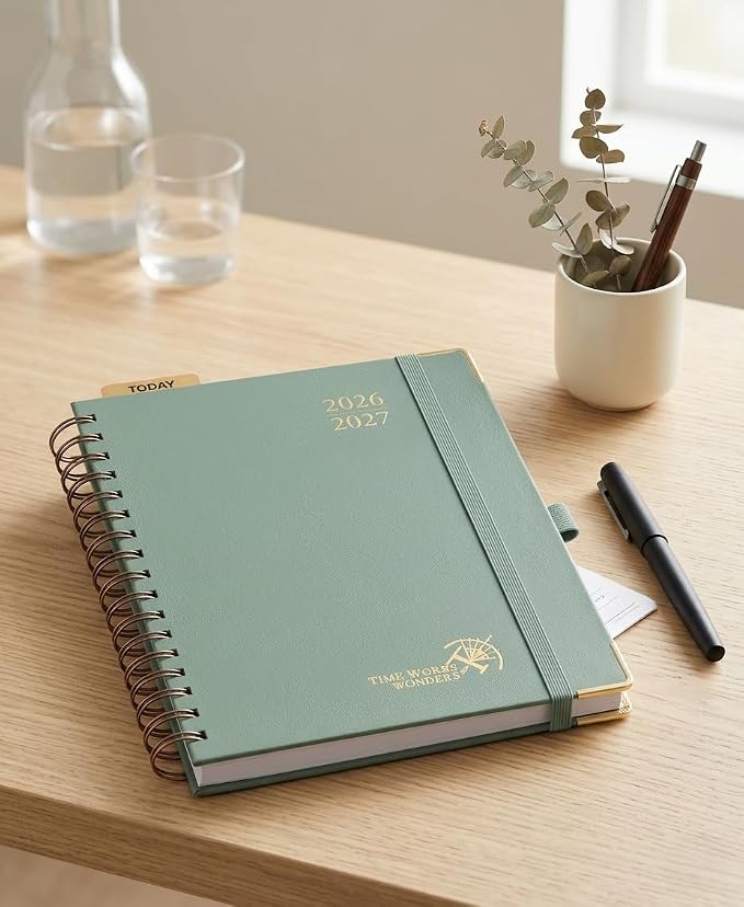 POPRUN 2026-2027 Weekly Planner 6.25" x 8.5" Weekly and Monthly Planner | Jul 2026 - Jun 2027 Daily Agenda Book with Hourly Schedule, Tabs, Hardcover, School and Office Supplies - Midnight Green