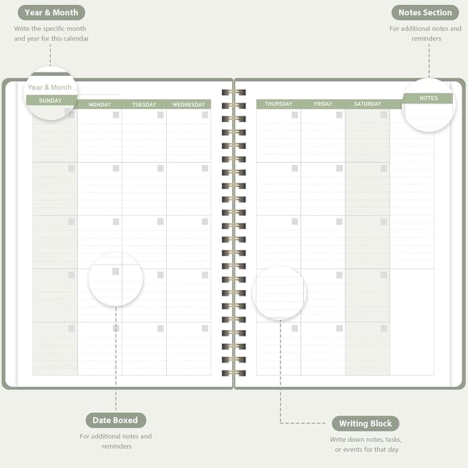 Undated Weekly Planner, Weekly To Do List Notebook, A5 Daily Planner | Office School Supplies, Spiral Binding, Inner Pocket, Goal, Organizer, Habit Tracker