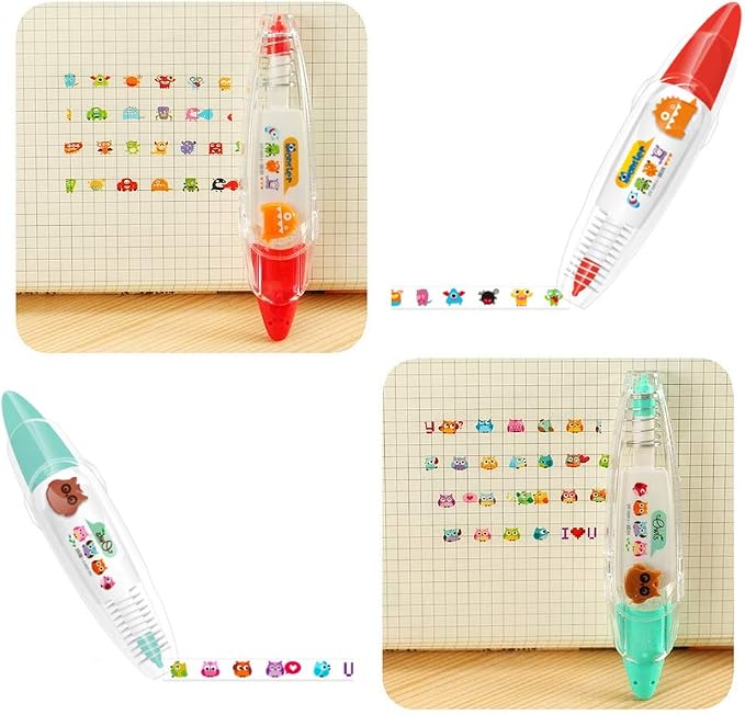 Geluode 6Pcs Decorative Correction Tape, Creative Cartoon Pattern Decorative Tape Stickers for Scrapbooking Greeting Card Cute Sign DIY Decorative