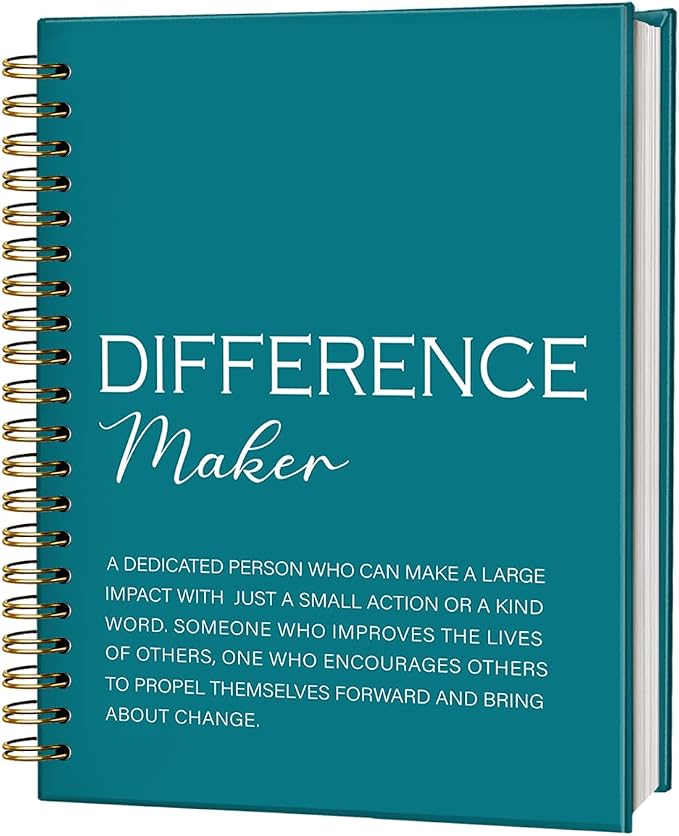 Difference Maker Gift, Difference Maker Definition Spiral Notebook Journal, Motivational Notebooks, Thank You Gifts for Women Men Teacher Coworkers, Spiral Notebook 5.5x8.3(Turquoise)