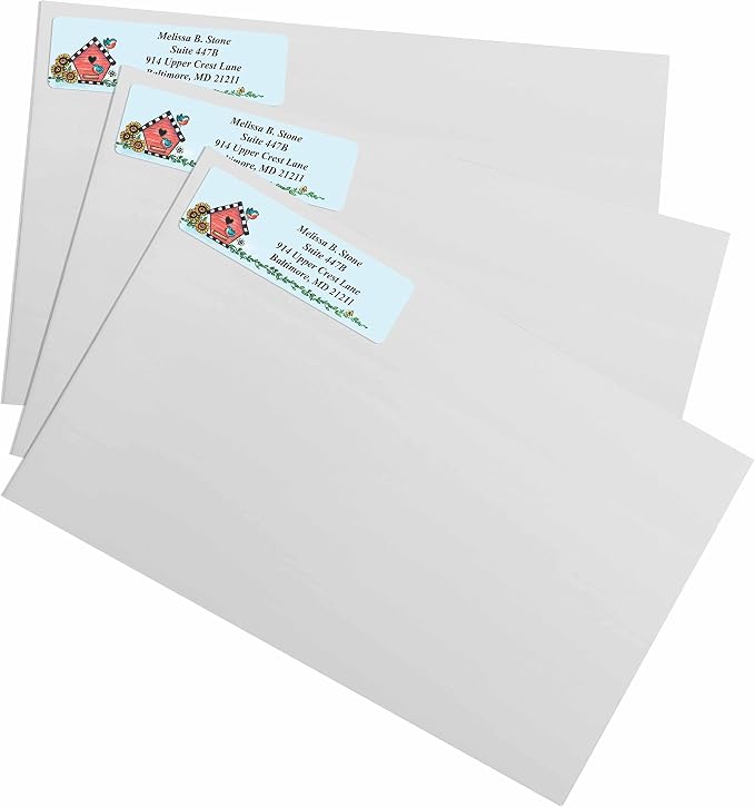 Birdhouse Designer Rolled Address Labels with Elegant Plastic Dispenser