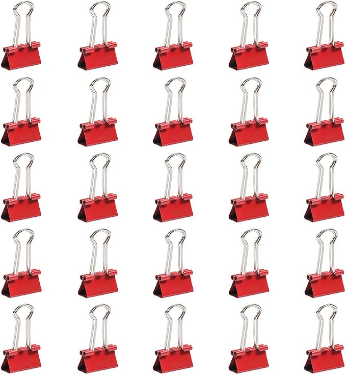 JAM PAPER Colorful Binder Clips - Small - 3/4 Inch (19 mm) - Red Binderclips - 25/Pack