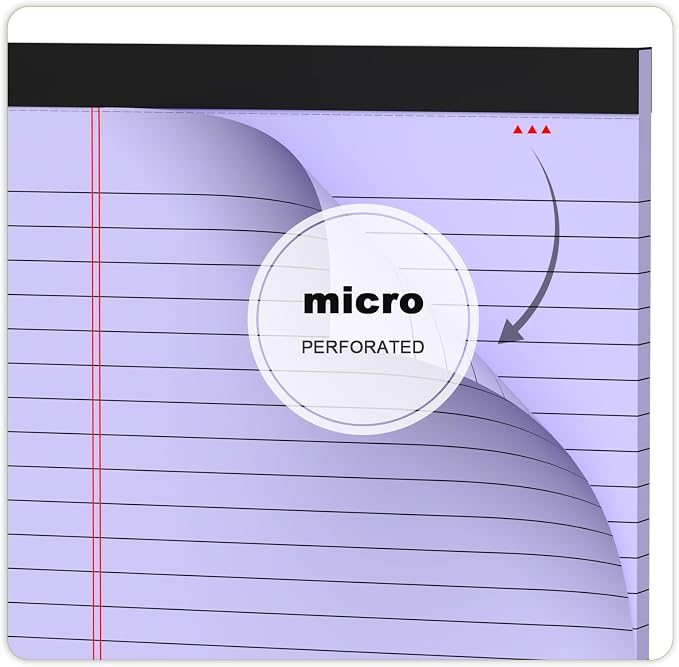 AILZFEI 6pcs Small Legal Pad 5x8 College Ruled Purple Legal Pads Notepads 6 Pack Study Back Writing Pads 5 x 8 Perforated Narrow Ruled Pads of Paper Purple