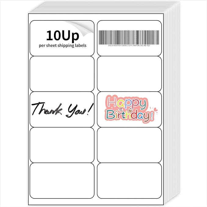 2" x 4" Mailing Labels,2000 Sheets Shipping Labels Printable White Sticker Labels for Laser/Inkjet Printer,Permanent Adhesive Address Labels,10 Labels per Sheet