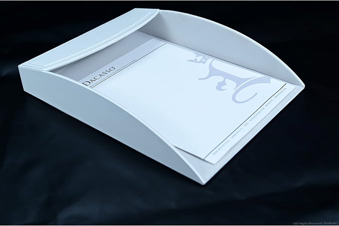 This Desk by Dacasso PU Leather Desk Set - Luxury Leather Desk Pad & Desk Organization Essentials - Office Organization & Executive Office Desk Decor - (White,5 Piece)
