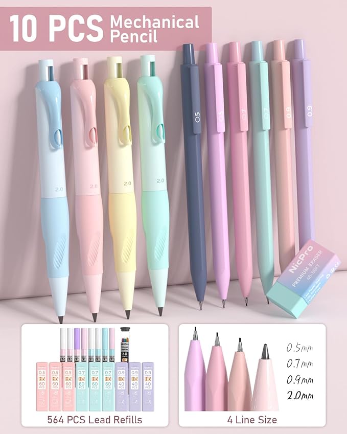 Nicpro 78 Pcs Aesthetic School Supplies with Pen Case, Stationery Set, Pink | 12 Highlighters, 12 Gel Pens, 6 Multicolor Pen, 10 Mechanical Pencils, Back to School Stationery Set for College Essentials