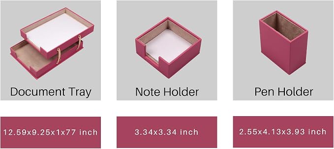 MOOGCO Bonded Set Luxury Leather Desk Pad & Desk Organization Essentials Desk Organizer Leather Desk Organizer (Pink)