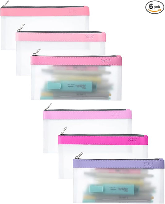 Mr. Pen- Clear Pencil Pouch, 8.50"x4.25", 6 Pack, Durable TPU Material | Medium Water-Resistant Pencil Bags with Smooth Zipper, Multipurpose Clear Pouch for Stationery, School, Office