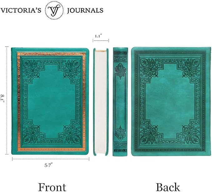 VICTORIA'S JOURNALS Vintage Journal Faux Leather Gilded Edge Hardcover | Retro Embossed Cover, Fountain Pen Friendly Paper, Premium Vegan Leather Notebook, Gilded Edges, Great for Gifting