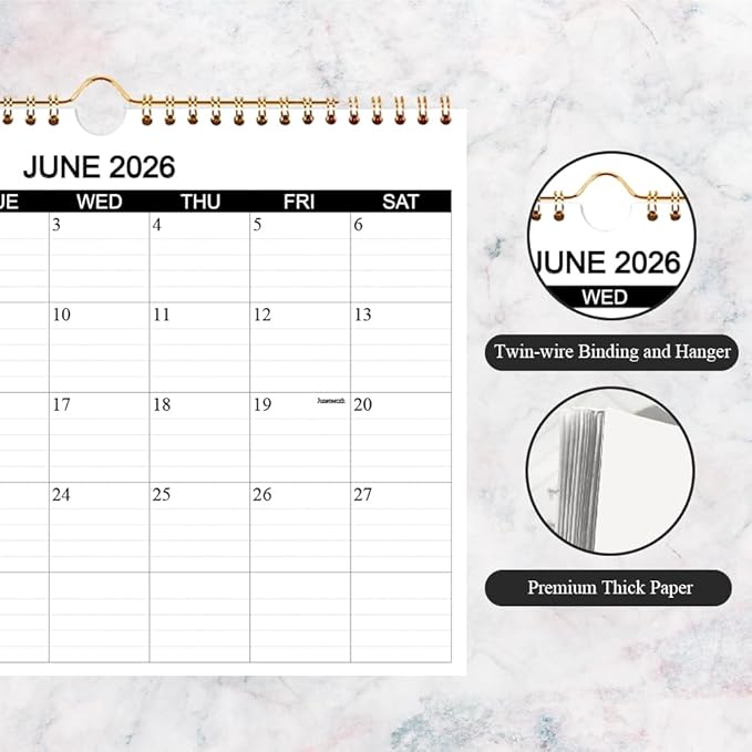 Calendar 2026-2027 - Wall Calendar 2026-2027 Runs from July 2026 to December 2027, 18 Months Calendar with Thick Paper for Planning at Home or Office, 8.5 x 11 Inch, Black