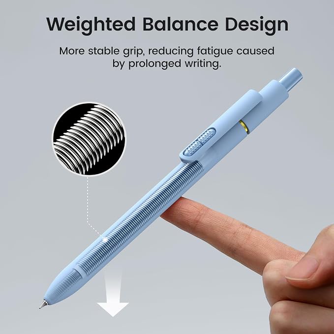 8 Pack Blue Gel Pens with Fidget, Quick-drying Blue Ink No Smudge | 0.7mm Fine Point Smooth, Long-Lasting Ink, Soft Grip Retractable Pens for Journaling School Office, Gift for Women Men Nurse