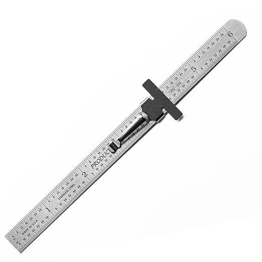 PEC Tools 6" Machinist Pocket Ruler - Stainless Steel with Pocket Clip, Round End, 32nds and 64ths Graduations on Front, Decimal Equivalents Chart on Back - Made in USA