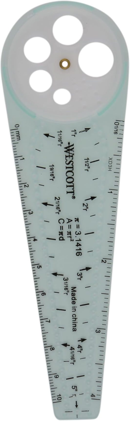 Westcott 00516 Safety Compass for Geometry, Drafting, Classrooms, Crafters and Artists, Shatterproof, Translucent Drawing Compass Creates Perfect Circles from 1/4-Inch to 10 Inches