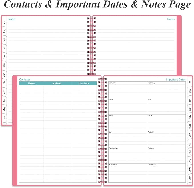 2026-2027 Daily & Monthly Planner - One Page Per Day, Daily Planner from July 2026 - June 2027, Planner 2026-2027 with 12 Monthly Tabs, 8.5" x 11", Pink