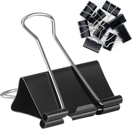 OWLKELA 24 Pack Binder Clips, 2 Inch, Black | Extra Jumbo Size, Large Paper Clamps,Ideal for Home, School and Office Supplies