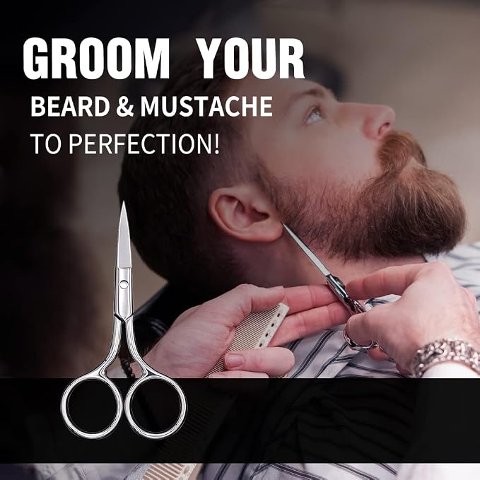 Eyebrow Scissors, Precision Grooming Shears, Nose Hair Trimmer - Professional Stainless Steel Fine Tip for Beard, Mustache, Eyelashes, Cuticles- ASONTAO (1Pcs Eyebrow Scissors)
