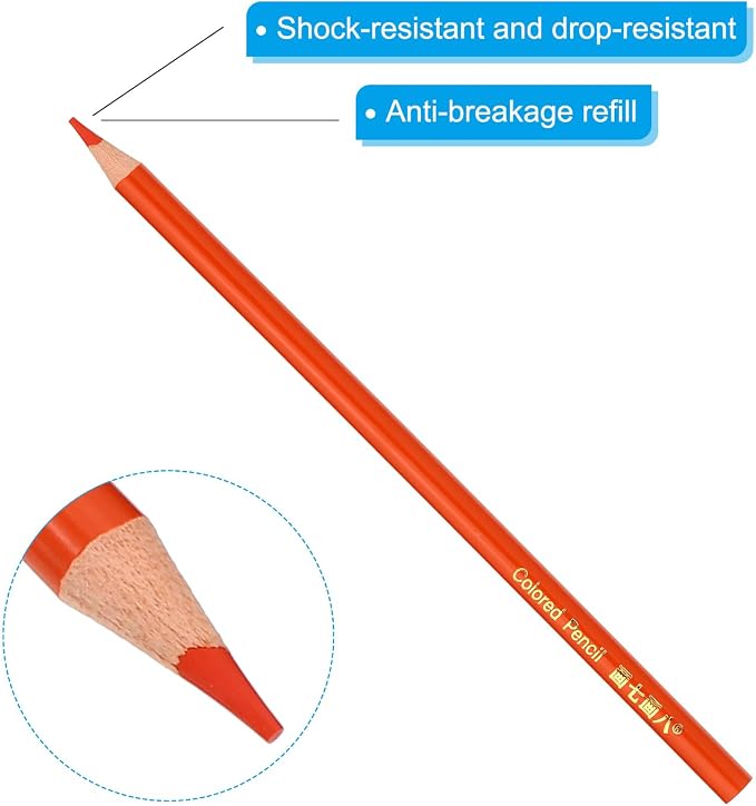 PATIKIL Orange Colored Pencils Set,20 Pcs Oil Color Pencils Wooden Coloring Drawing Pencil for Artists Art Painting