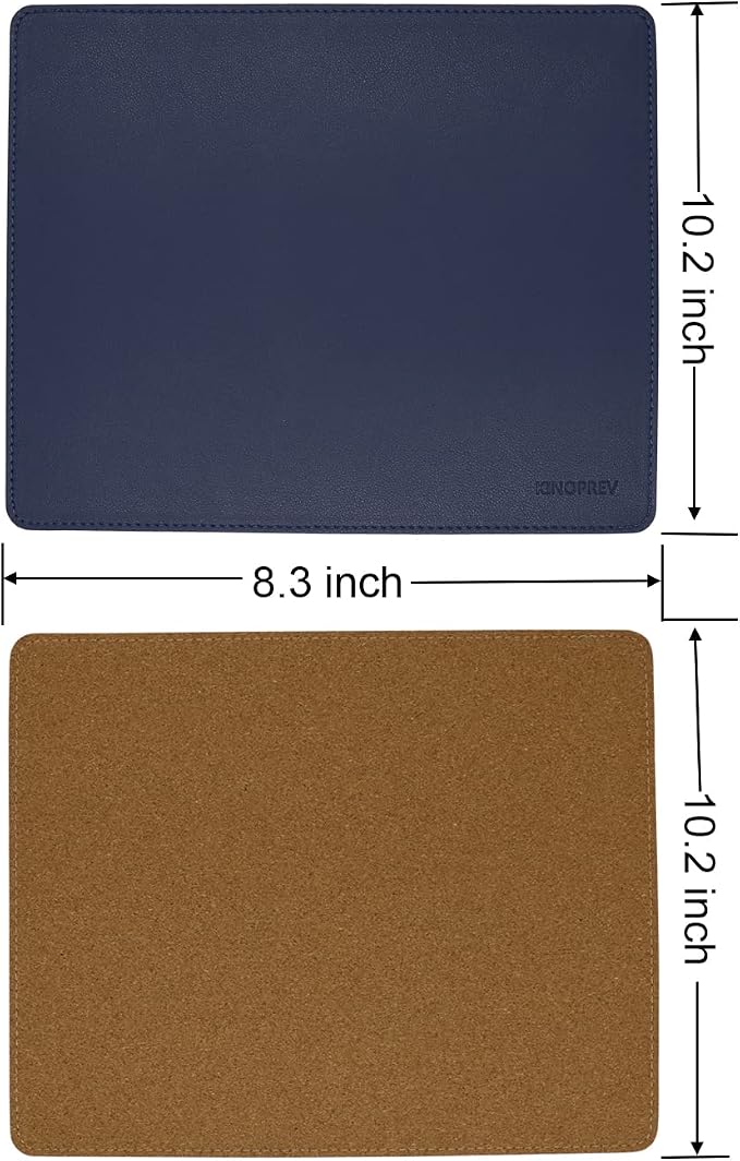 Leather Mouse Pad - Wood Mouse Pads with Stitched Edge,PU Non-Slip Mouse Mat,Double Side Mousepad,Waterproof Gaming Mouse Pad for Desk,Laptop,Office & Home,10.2" x 8.3",1 Pack (Navy Blue)