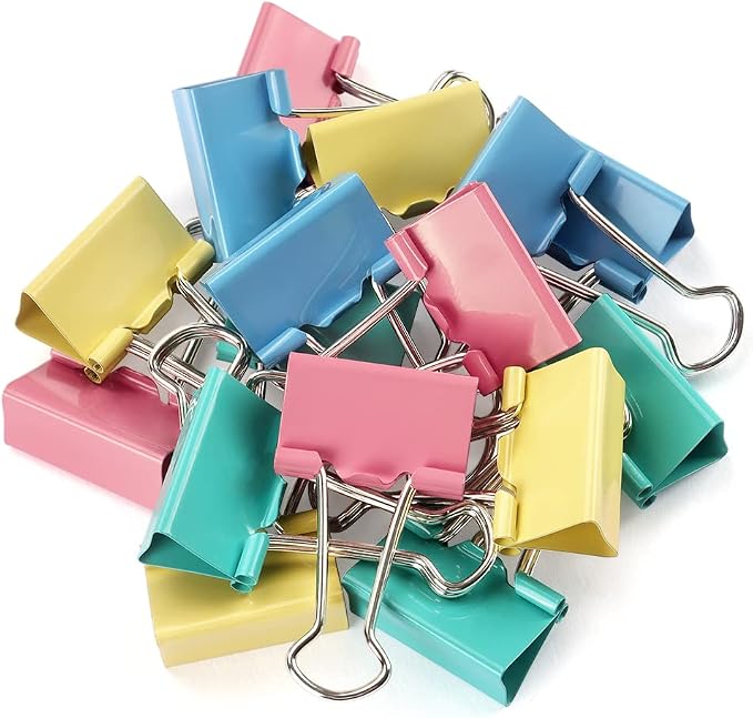 ZZTX 40 Pack Small Binder Clips 0.75 Inches Assorted Colors | Paper Clamps Clips, Durable steel, Strong clip, Color-coded