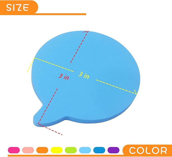 SIMONA Bubble Shape Sticky Notes 8 Bright Colors, 600 Sheets | Cute Bubble Design Self-Sticky Note Pads, 8 Assorted Bright Colors Sticky Notes for Office, School, Family
