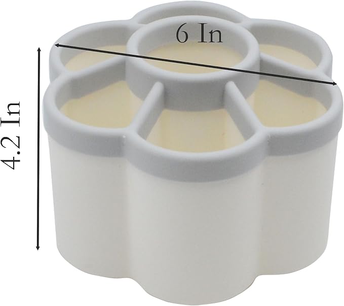 Rotating Pen Holder, 6 Inch x 4.2 Inch 7 Grid Rotatable Pencil Desk Top Holder for School, Home and Office (white)