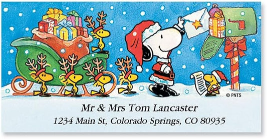 Colorful Images Peanuts Return Address Labels | Christmas Special Delivery, 144 Count, Self-Adhesive on Flat-Sheet Labels, Customize with Name & Shipping Address