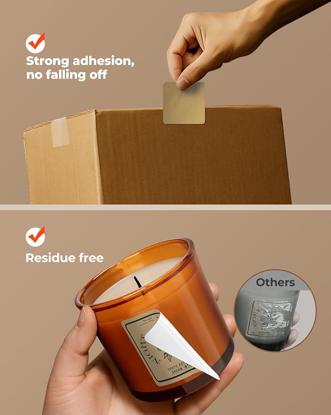 MUNBYN 2x2 Thermal Labels, 750 Sheets/Roll, Brown | Strong Adhesive & Perforated, Non BPA&BPS for Small Business, Barcode, Bakery, Shipping