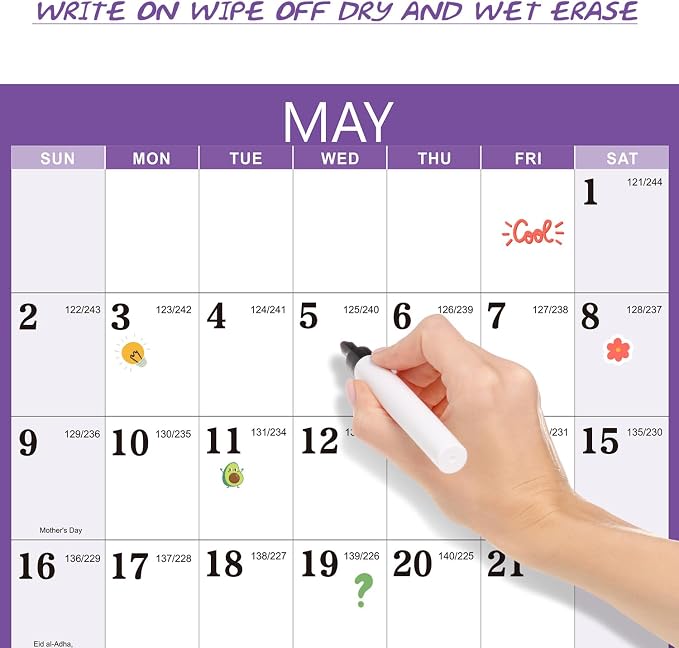 2026-2027 Yearly Wall Calendar - Calendar 2026-2027, July 2026 - June 2027 | Large Wall Calendar 26-27, 34.8" x 22.8"(Open), Full Year Calendar Large, One Page Vertical with Round Stickers - Colorful