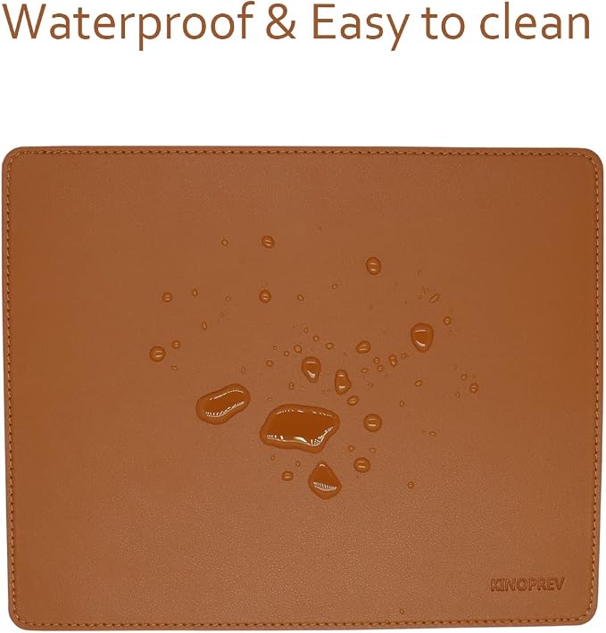 Leather Mouse Pad - Wood Mouse Pads with Stitched Edge,PU Non-Slip Mouse Mat,Double Side Mousepad,Waterproof Gaming Mouse Pad for Desk,Laptop,Office & Home,10.2" x 8.3",1 Pack (Brown)