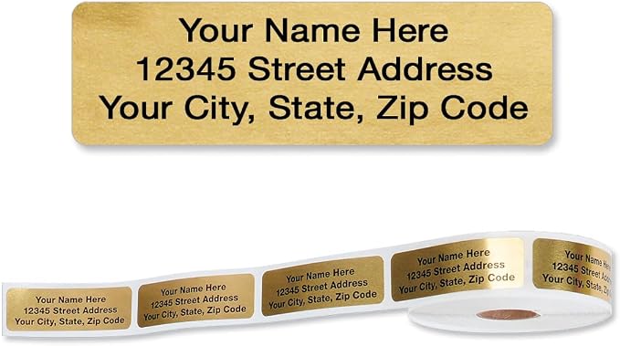 Colorful Images Personalized Return Address Labels | Gold Foil, 250 Count, Self-Adhesive, Without Dispenser, Customize with Name & Shipping Address