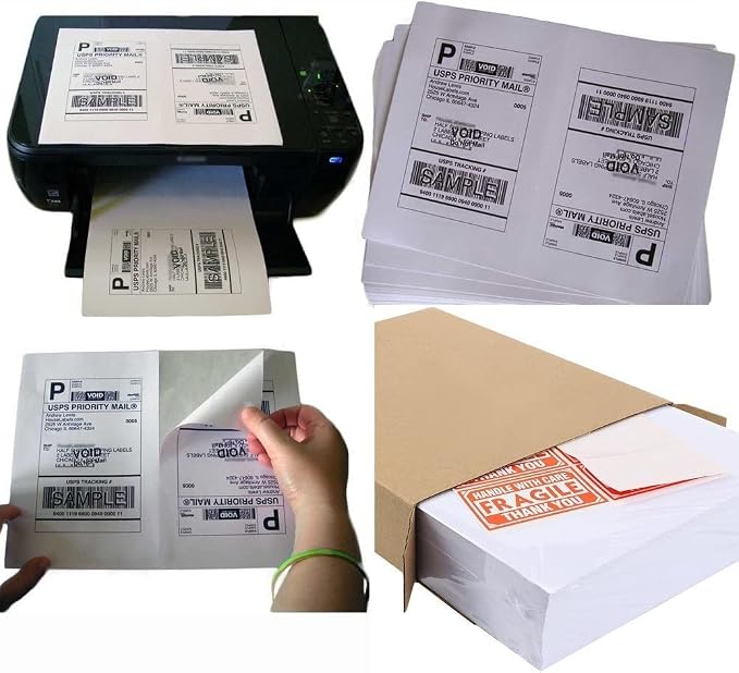 MFLABEL Half Sheet Label Laser/Ink Jet USPS UPS FedEx Shipping Label 8.5 x 11 Inches Packaging Labels, Address Labels for Laser & Inkjet Printers, 5000 Count(2500 Sheets)
