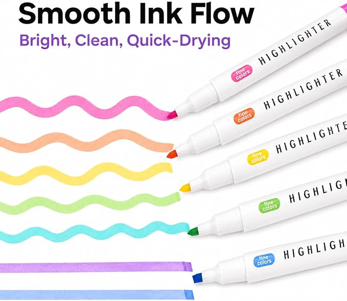 YOOUSOO 25 Pack Pastel Highlighters Assorted Colors No Bleed | Dual Tip Chisel and Fine Tip Bible Highlighter, Fluorescent Highlighter Pens for Classroom School Student Office Journals