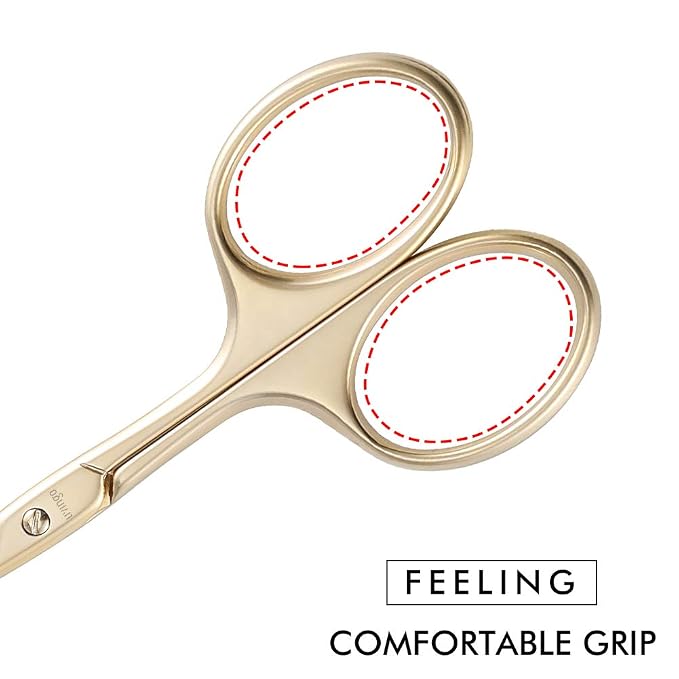 LIVINGO Small Nose Hair Scissors Curved Blade Rounded Tip | Stainless Steel Construction, Safe Blunt Tip, Precision Trimming for Eyebrow Cuticle Facial Hair Care