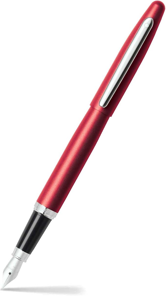Sheaffer VFM Excessive Red Fountain Pen with Chrome Trim and Medium Nib