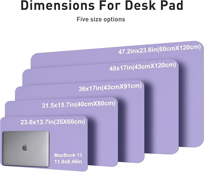 Aothia Faux Leather Desk Mat (Light Purple, 48" x 17") | Creates A Clean, Organized Workspace With One Surface For Your Keyboard, Laptop And Mouse