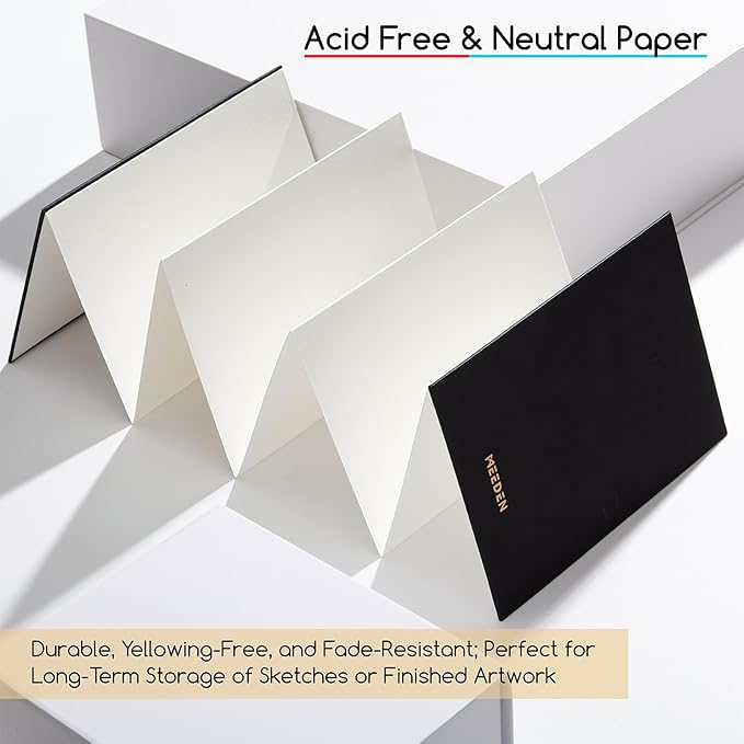 MEEDEN Portable Watercolor Paper Sketchbook: 140lb/300gsm Acid Free Concertina Sketchbook for Travel - Accordion-Fold 100% Cotton Water Color Journal Paper for Wet/Dry Techniques, Cold Press