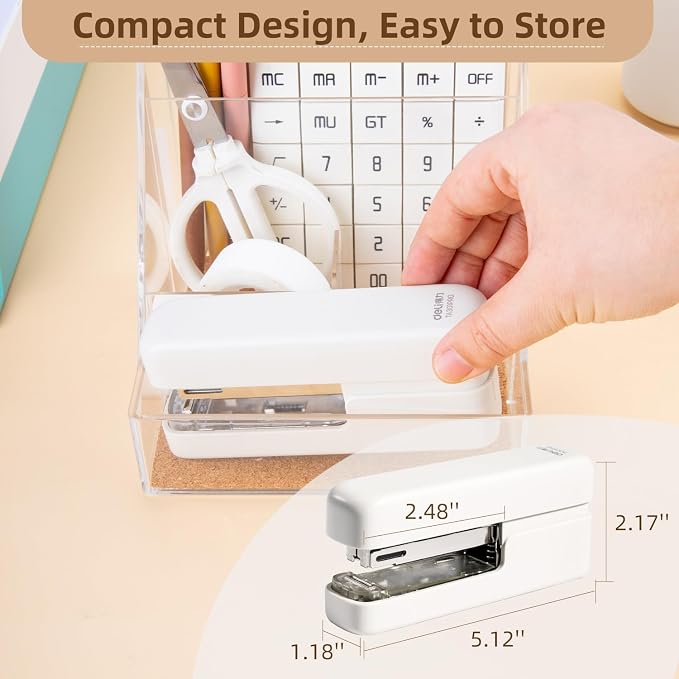 deli Stapler, Desktop Staplers with Integrated Staple Remover, 45 Sheet Capacity Office Stapler, 2 Pack, White