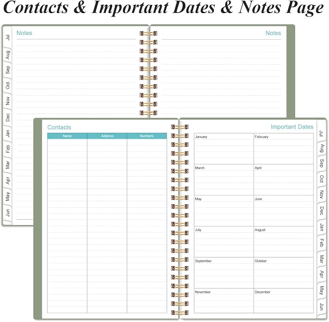 2026-2027 Daily & Monthly Planner - One Page Per Day, Daily Planner 2026 from July 2026 to June 2027, Planner 2026-2027 with 12 Monthly Tabs, 6.4" x 8.5", Green