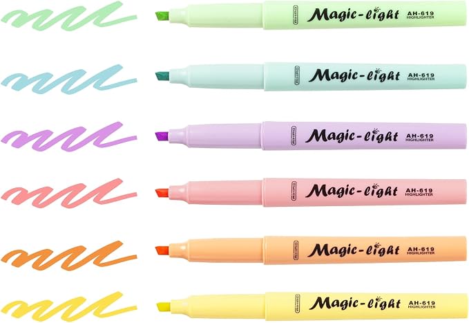 AIHAO Pastel Highlighters, Assorted Color, Chisel Tip Marker Pen, 12Pack, No Bleed, Aesthetic Cute Highlighter, Ideal for Office Home Supplies.