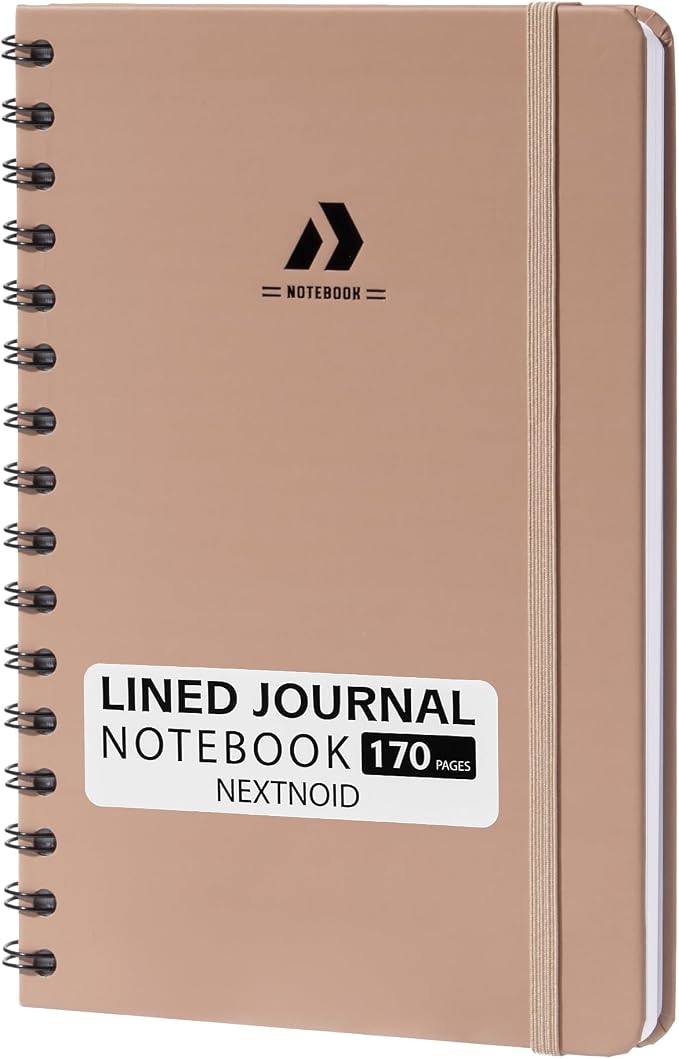 Nextnoid A5 Lined Spiral Notebook - 170 Pages, College Ruled, Desert Dune | Hardcover Notebook for Everyday Writing, A5 Size (5.8" x 8.3") Journal for Work and School, Daily Journaling and Notetaking