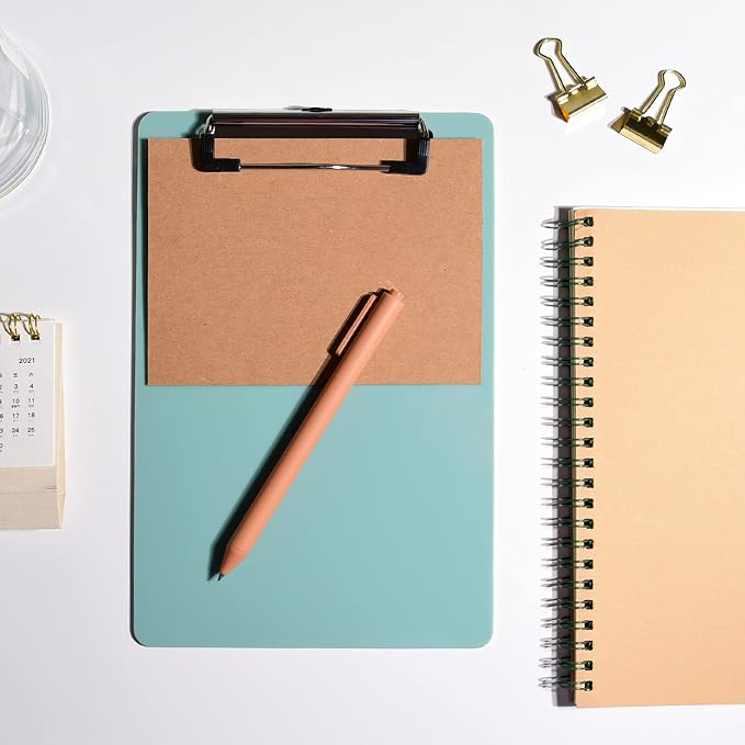 Hongri Plastic Small Clipboard, Green A5 Memo Size Clip Board | Mini Size 6 x 9 in for Students, Teacher, Women, Office & School Supplies