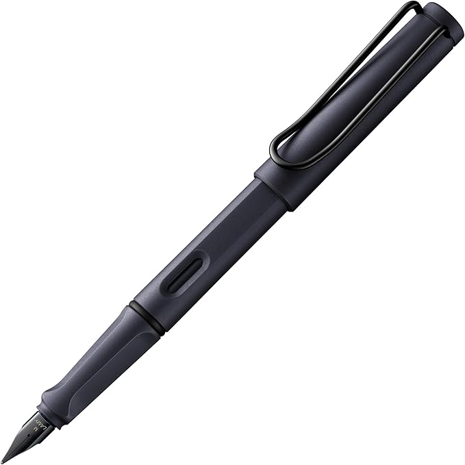 LAMY safari steel black - Fountain Pen with ergonomic grip & polished steel nib in size F - ideal for any Writing & Calligraphy - including LAMY T 10 blue cartridge - Right-Handed | Lamy Fountain pen with ergonomic grip - robust ASA plastic - incl. LAM...