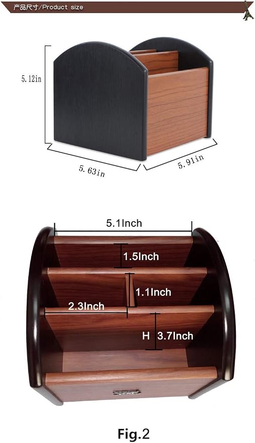 Rotating remote control holder, pen holder for desk,Wooden remote storage Organizer,TV remote control caddy@YCL872R Pen container