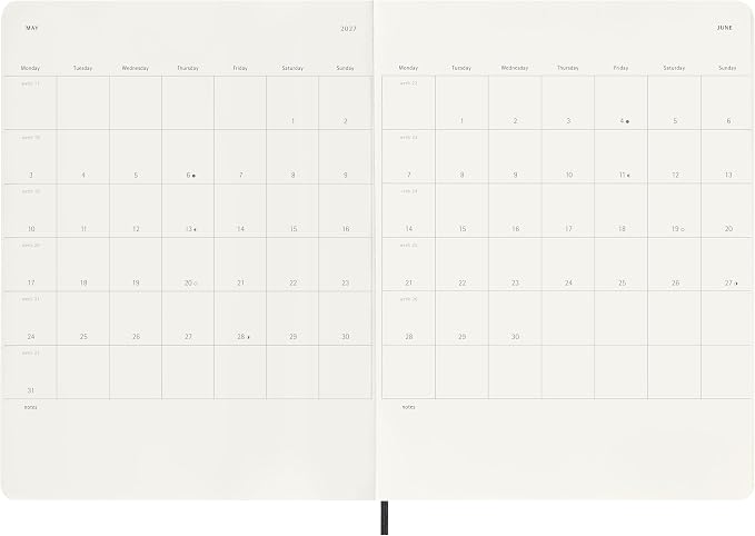 Moleskine 2026-27 18-Month Weekly Planner, XL, Black, Softcover | July 2026-December 2027 XL (7.5" x 9.75") 208-page weekly planner with weekly spreads, ruled notes pages, and stickers.