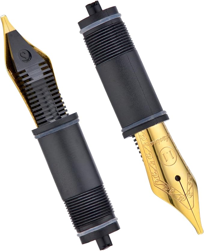 Asvine Set of 3 Number 6 Fountain Pen Replacement 1.1 Stub Nibs Gold Color - Compatible with V169, P20, P30 and V126