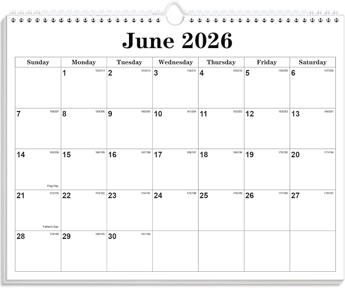 Calendar 2026-27 - Calendar 2026-2027 from July 2026 to December 2027, Spiral Binding Hanging Wall Calendar 2026 for Home/Office, 8.5" x 11", Black