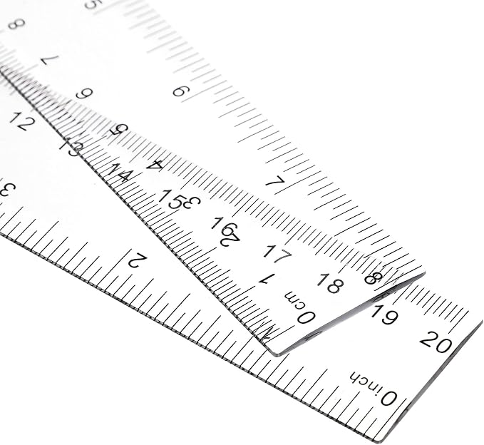 EBOOT 2 Pcs Acrylic Rulers Clear Plastic Rulers Straight Shatterproof Transparent Ruler Measuring Tools with Inch and Centimeter Accuracy for Back to School Supplies Class Office Crafts(8 Inch)