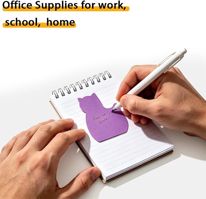 Sticky Notes, Cute Cat Sticky Notes 8 Pads 8 Colors Self-Stick Stickies Funny Note Pads 100 Sheets Teacher Back to School Supplies and Oﬃce Products
