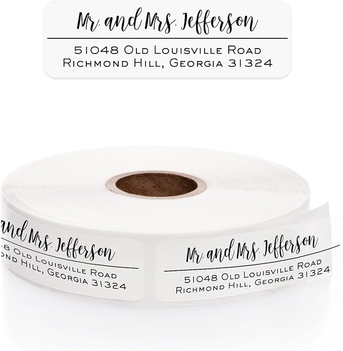 Clear Mixed Font Rolled Address Labels / 500 Personalized Return Address Labels/Designer Address Stickers in Elegant Plastic Dispenser