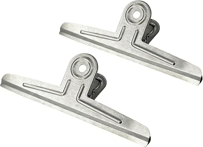 Extra Large Bulldog Paper Clips, Silver, 11 4/5 Inch, 2 Pcs, 30 cm, Jumbo Metal Paper Clamps, Heavy Duty Binder Clips for School File, Office Supplies